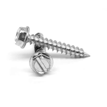 No.8-15 X 0.44 Slotted Hex Washer Head Type A Sheet Metal Screw, 18-8 Stainless Steel, 5000PK